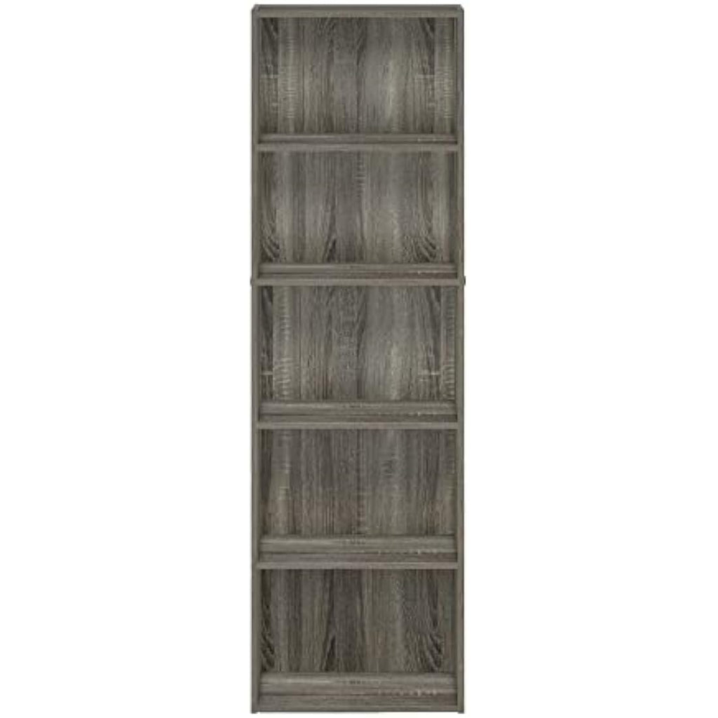 Furinno Luder 5-Tier Open Shelf Bookcase – French Oak Storage Unit