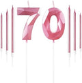 Pink 70th Birthday Candles – Number 70 and Long Stick Set