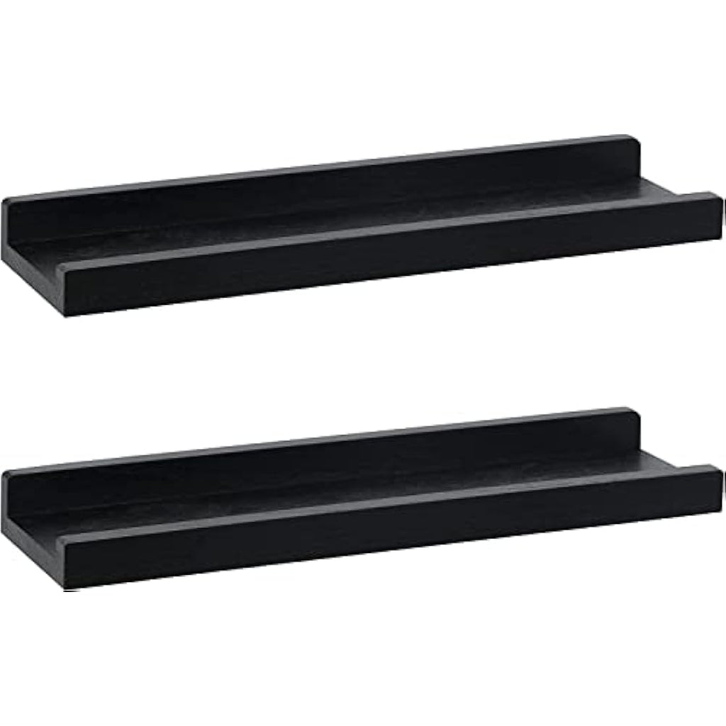 PHOENANCEE 43cm Solid Wood Floating Shelves - Rustic Wall Ledge, Set of 2