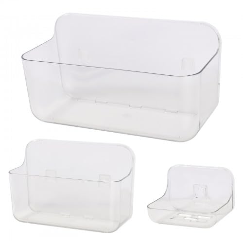 Godneei 3-Pack Plastic Shower Caddy – Transparent No-Drill Shelves