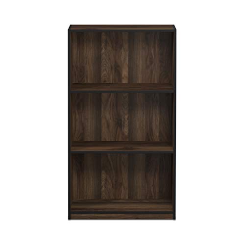 Furinno 3-Tier Wood Bookcase – Modern Storage Display Shelf, Walnut/Black