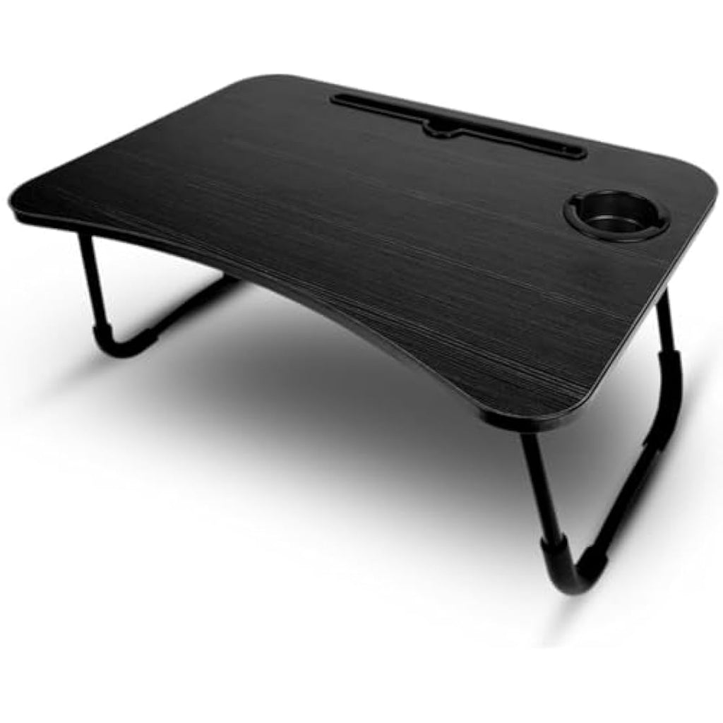 Folding Laptop Bed Table | Portable Steel Leg Tray - Black
