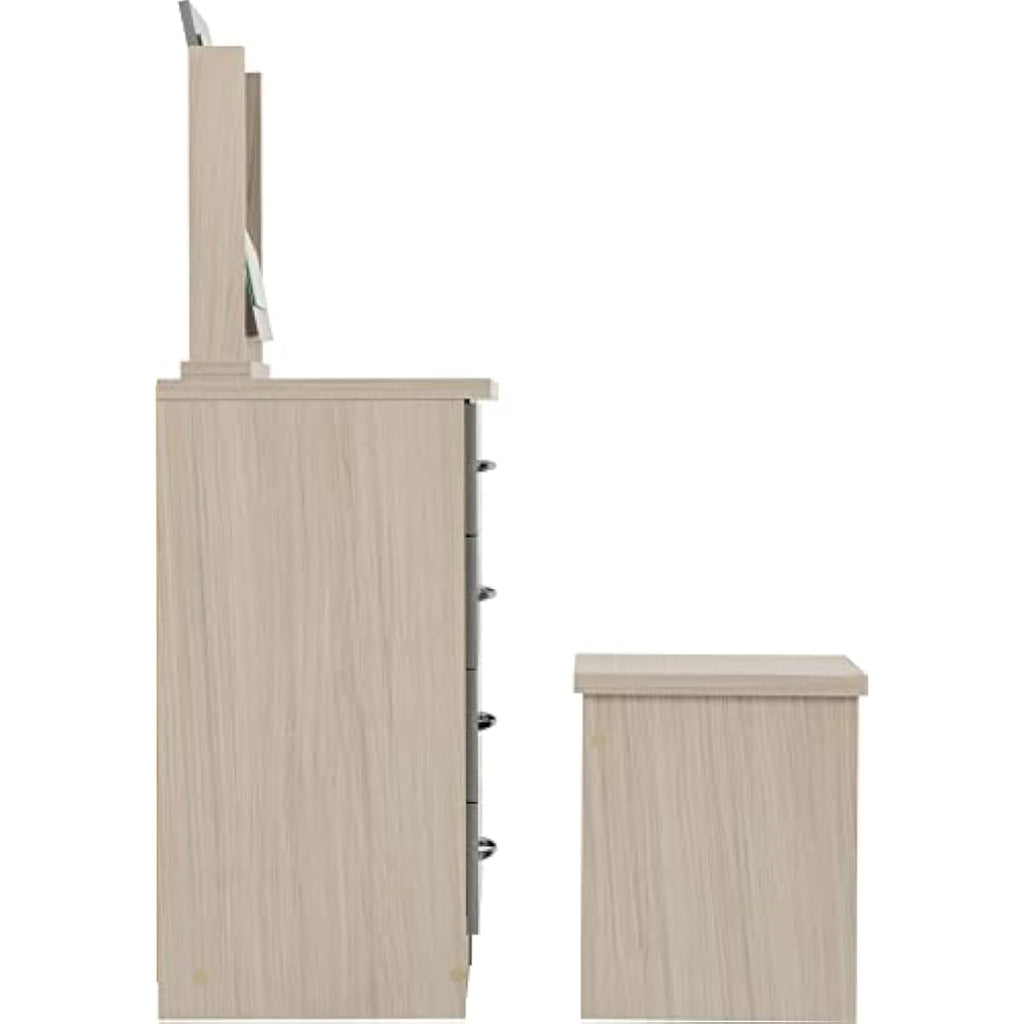 Seconique Nevada Dressing Table Set - 4 Drawers & Mirror - Grey Gloss