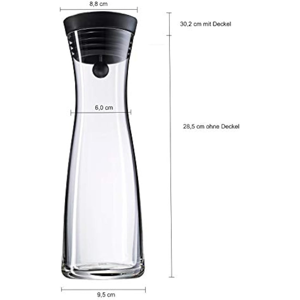 WMF Basic Glass Water Decanter 1L | Stainless Steel Close-Up Stopper