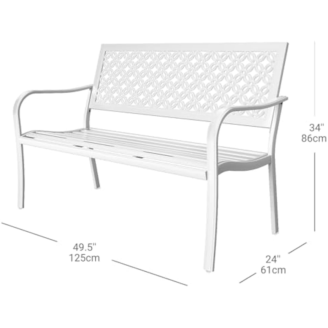 Jolof Store Garden Bench – 3 Seater Rust-Resistant Metal Outdoor Seat