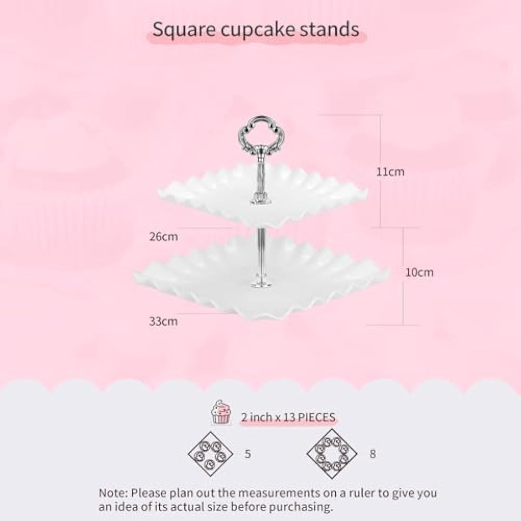 NWK 10-Piece Silver Cupcake Stand Set – Plastic Dessert Display Trays
