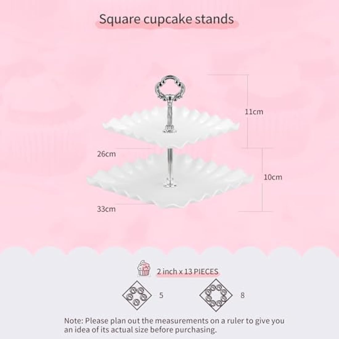 NWK 10-Piece Silver Cupcake Stand Set – Plastic Dessert Display Trays