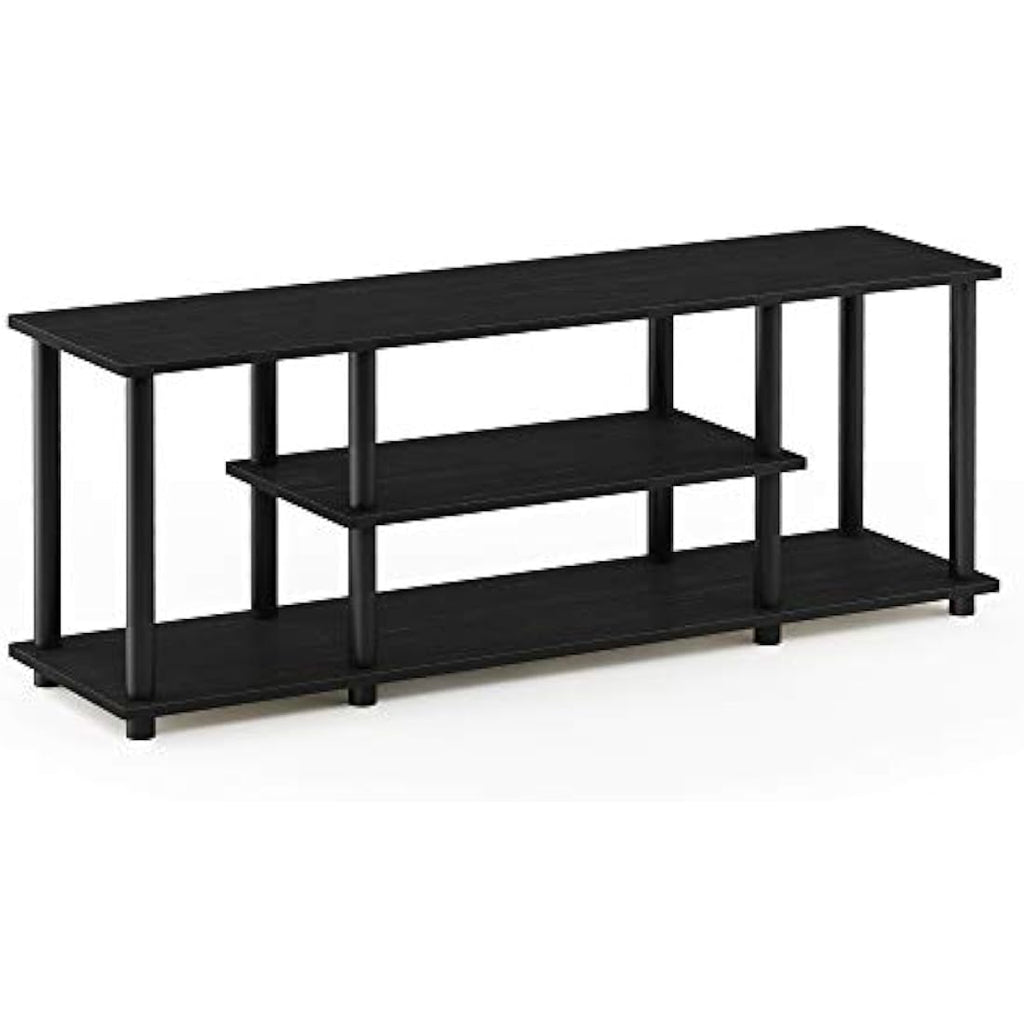 Furinno Turn-N-Tube 3-Tier TV Stand for 50-Inch TV, Walnut/Black