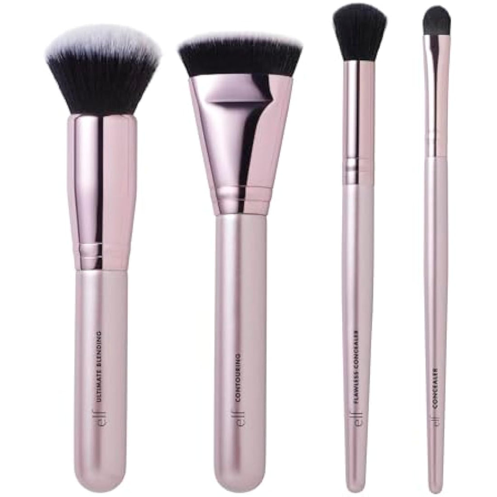 e.l.f. Complexion Perfection 4-Piece Face Brush Set, Synthetic Bristles