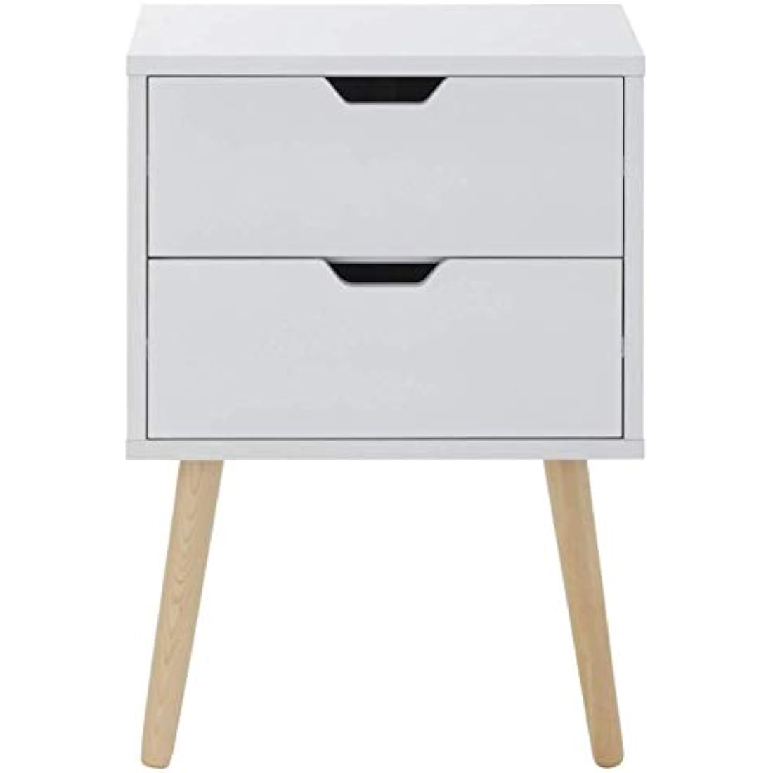 GFW Nyborg Scandi Bedside Table – 2 Drawer Modern Nightstand in White