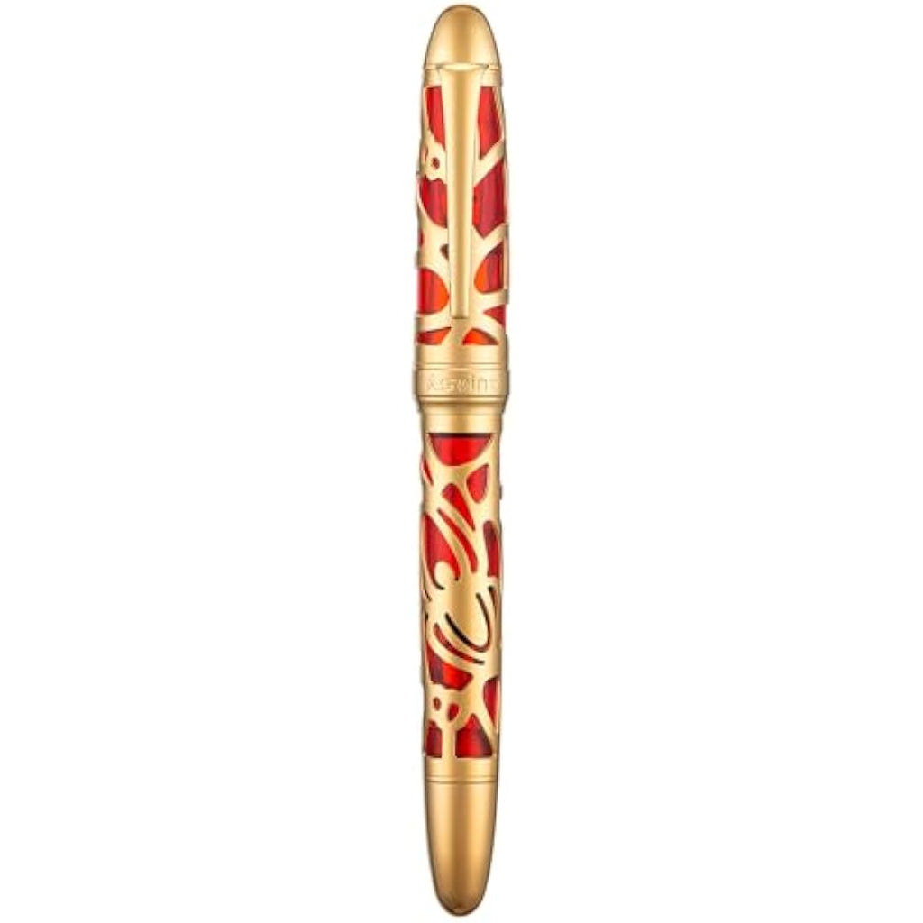 Asvine P80 Piston Fountain Pen – Red Skeleton Acrylic Extra Fine Nib