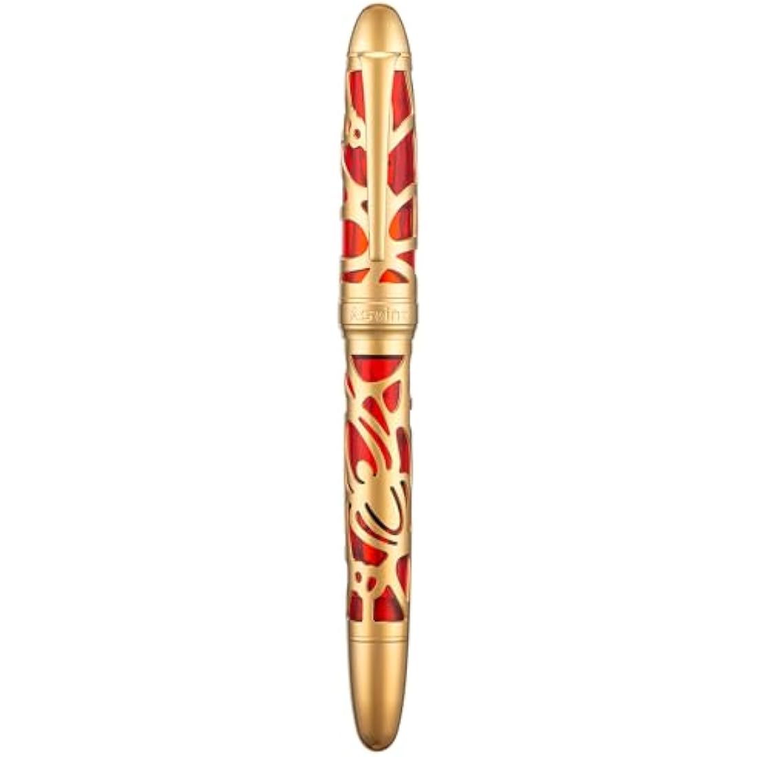 Asvine P80 Piston Fountain Pen – Red Skeleton Acrylic Extra Fine Nib