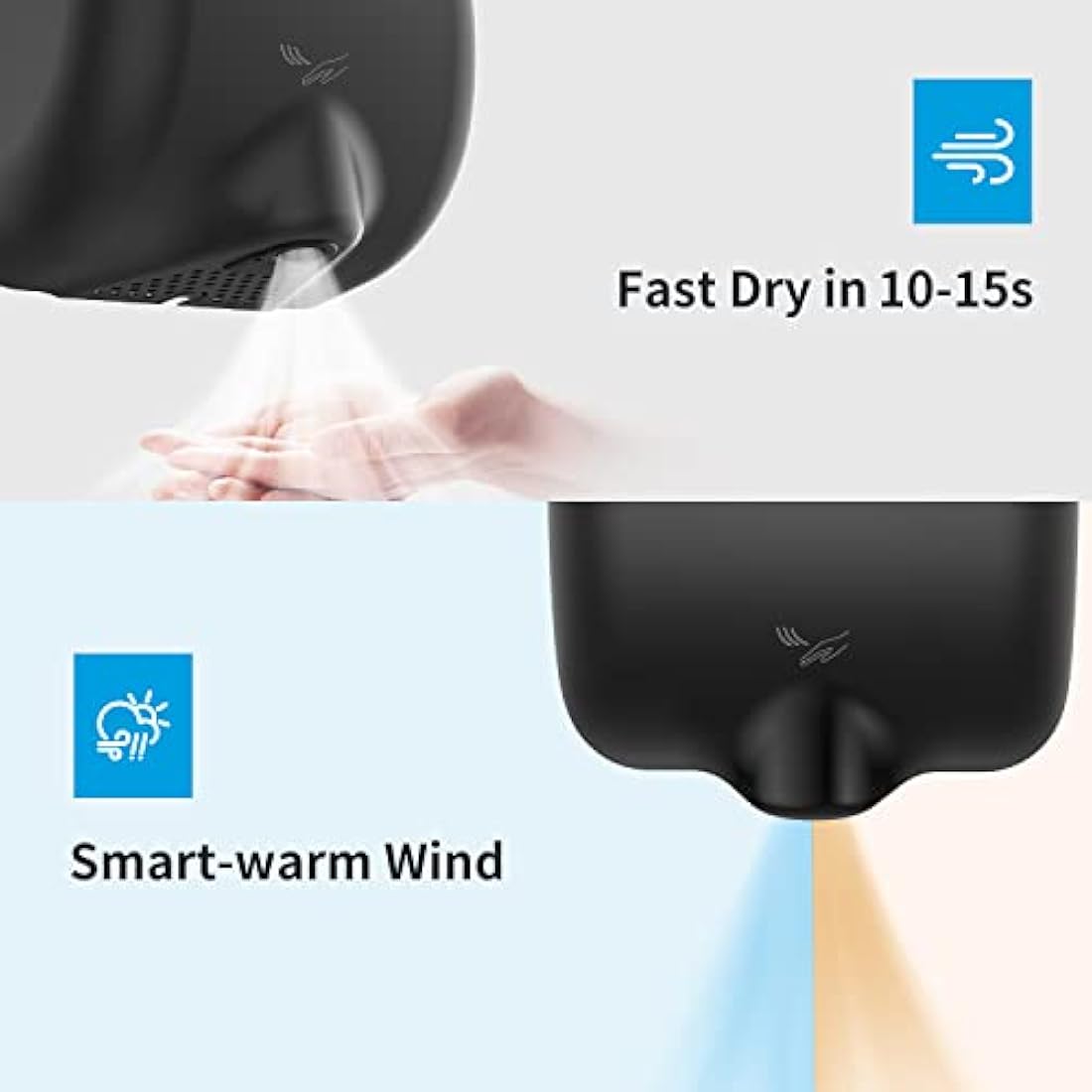 anydry 2800 Commercial Hand Dryer - Matte Black Stainless Steel