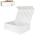 Tekhoho White Magnetic Gift Box with Ribbon and Plaid Lining – 33x24x10cm