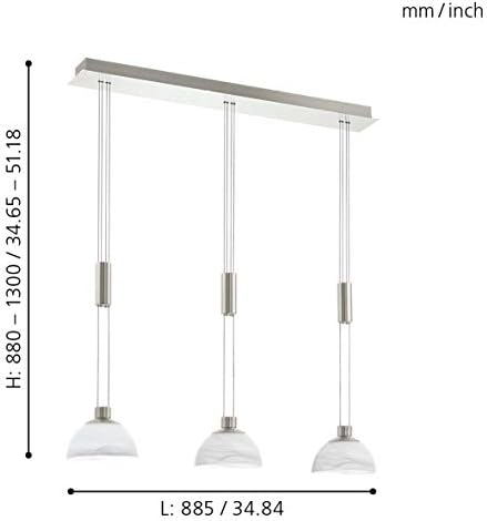 Eglo 3-Light LED Pendant Lamp | Satin Nickel & Alabaster Glass