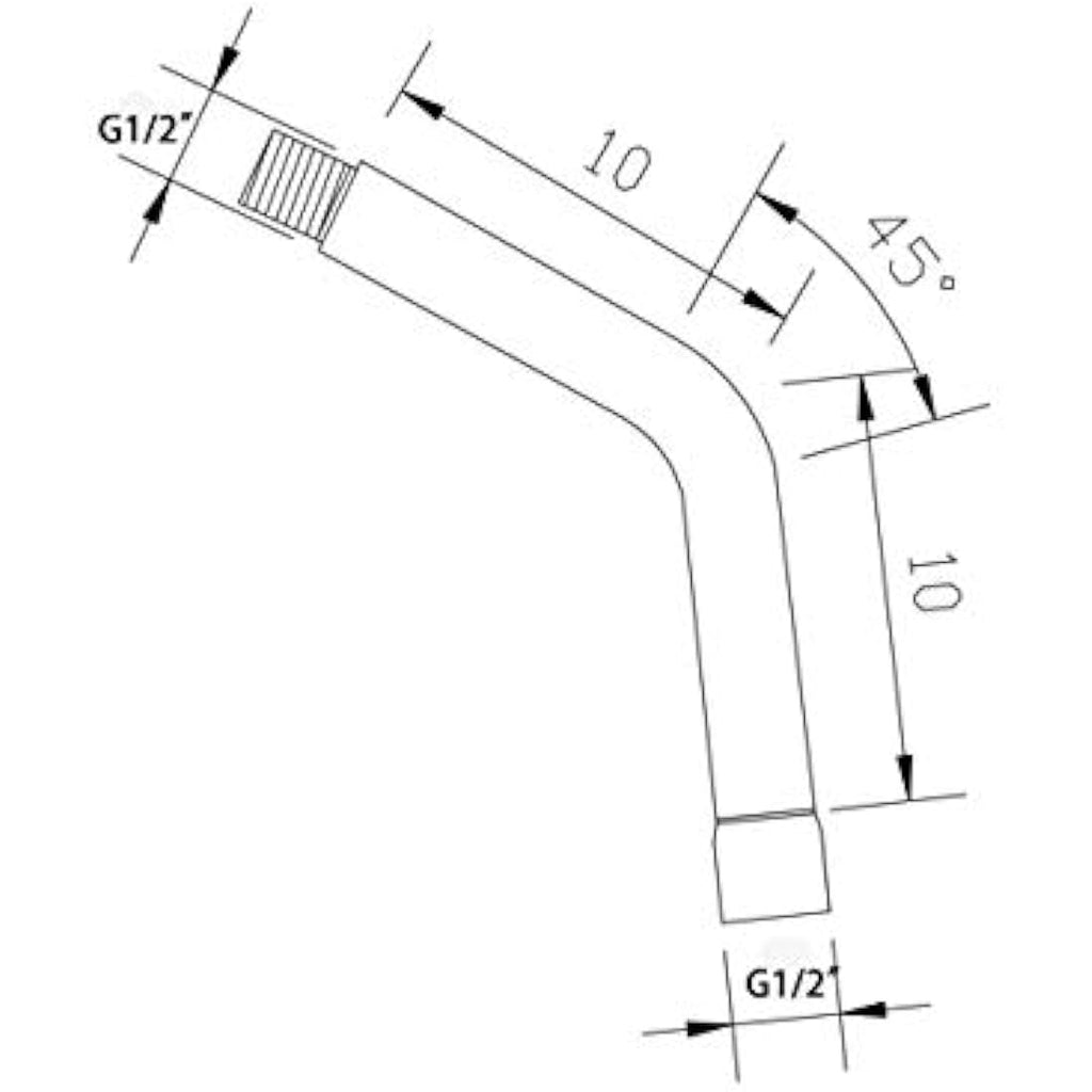 Maxforyou 20cm Curved Shower Extension Arm | G1/2 Stainless Steel