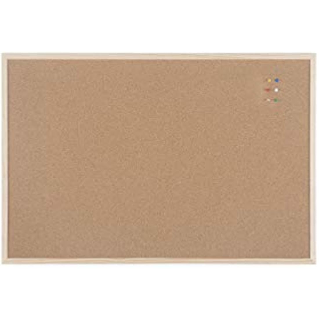 Bi-Office Basic Cork Board | Pine Wood Frame Pin Board | 90 x 60 cm