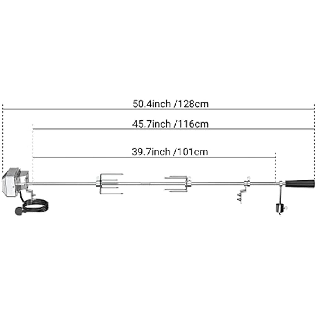 Onlyfire Universal Gas Grill Rotisserie Kit | 114cm Heavy Duty Hex Rod