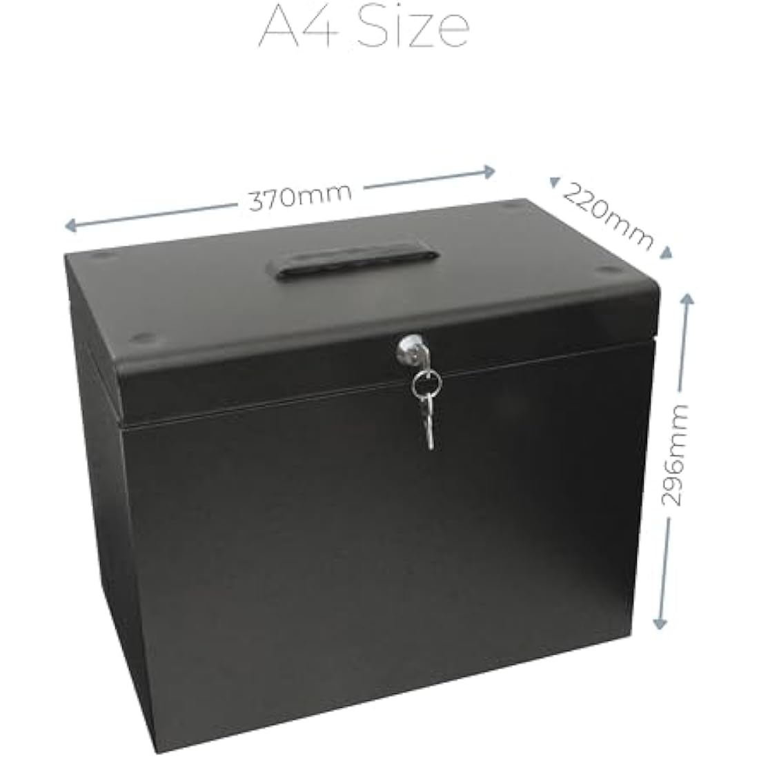 Cathedral A4 Steel File Box with 5 Suspension Files & Lock – Black