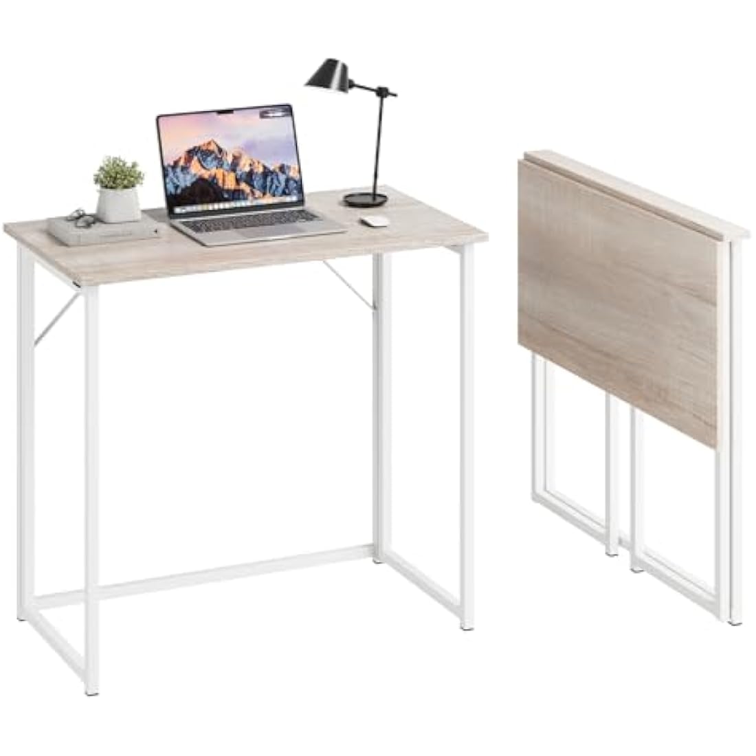 Dripex Folding Computer Desk – Small Space-Saving Writing Table, Oak