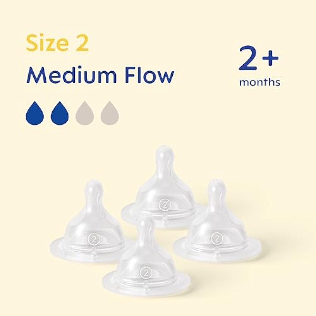 MAM Teats Size 2 Medium Flow - SkinSoft Silicone Bottle Nipples (4 Pack)