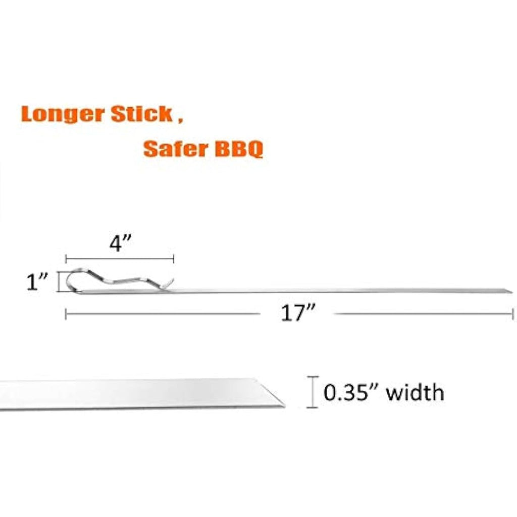 BearMoo 17” Stainless Steel Kebab Skewers with Rack Holder Set, 6PCS