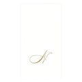 Caspari Monogrammed Paper Linen Guest Towels | Initial N, White, 24-Pack