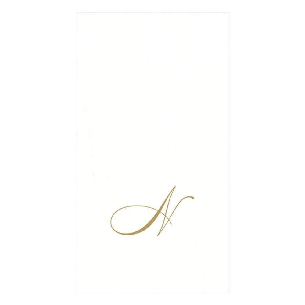 Caspari Monogrammed Paper Linen Guest Towels | Initial N, White, 24-Pack