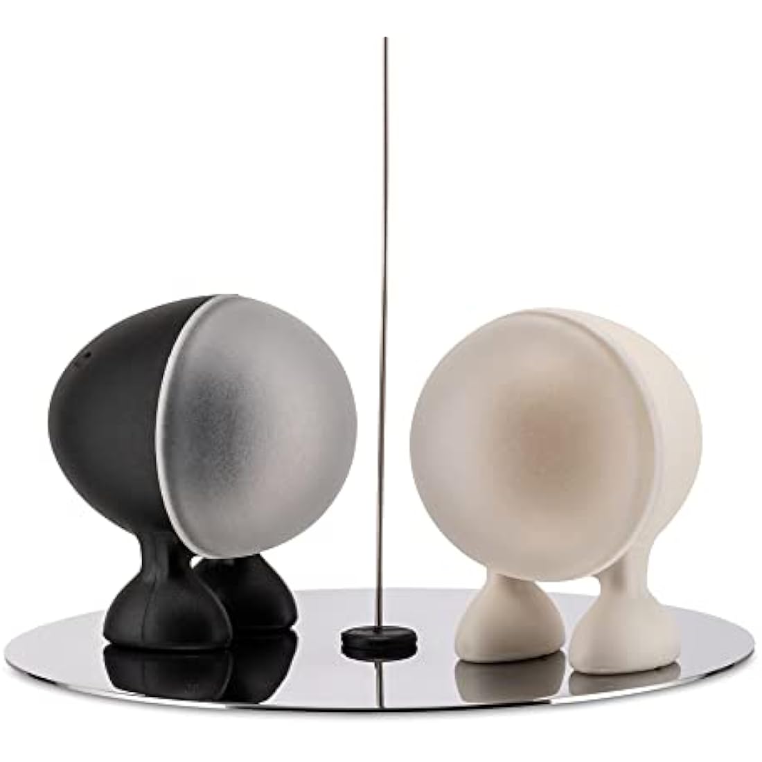 Alessi Lilliput Salt and Pepper Set | Magnetic Stainless Steel - Black/White