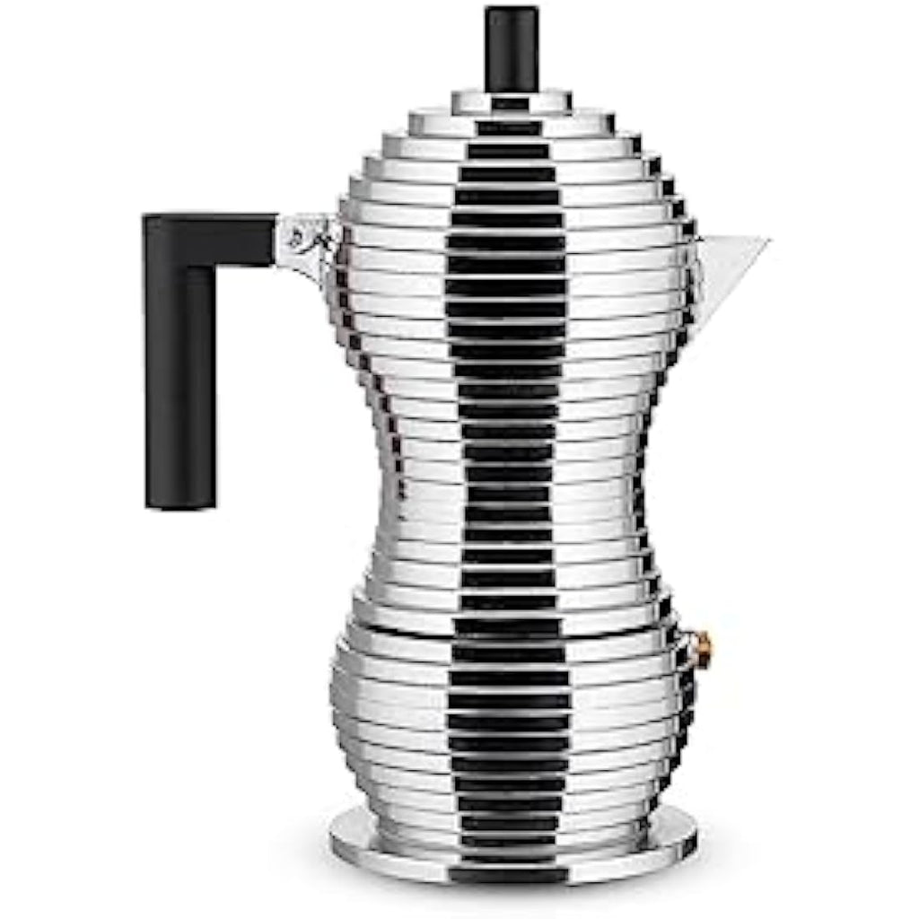 Alessi Pulcina Espresso Maker – Black Cast Aluminium Moka Pot, 3 Cups