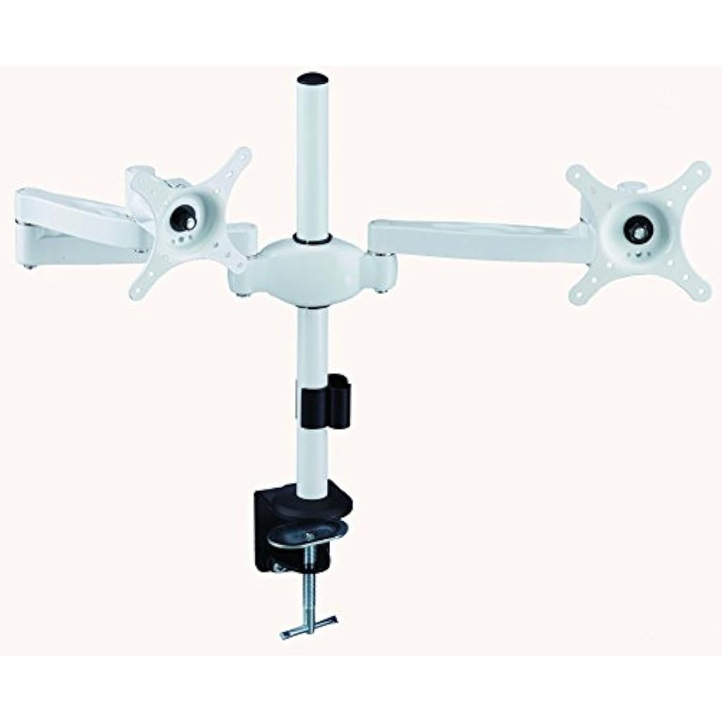 Allcam Dual Monitor Arm Stand | Desk Mount for 17-27 inch Screens - White