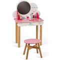 Janod P'tite Miss Wooden Dressing Table - Kids Vanity with 10 Accessories