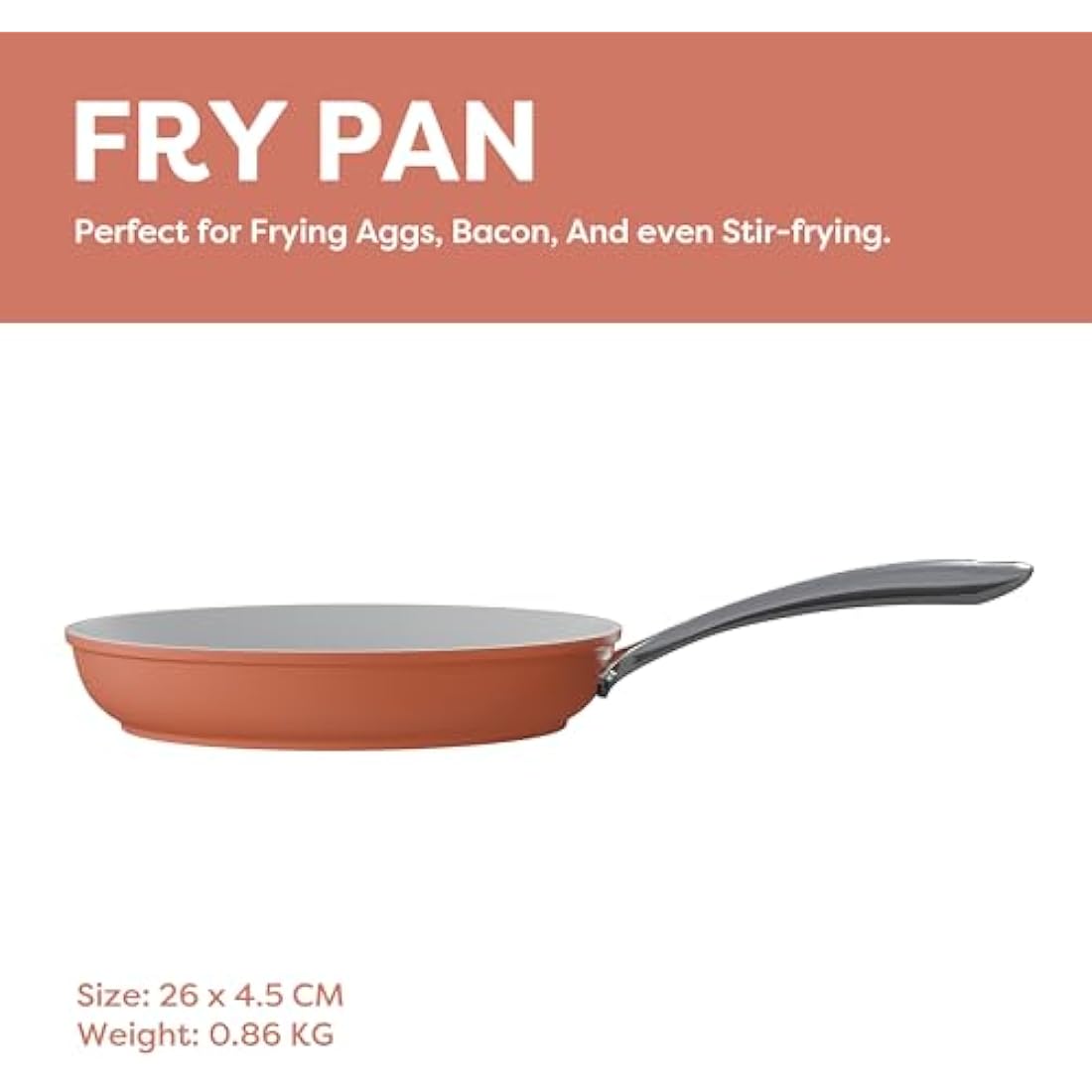 CIARRA Beyond 26cm Ceramic Nonstick Frying Pan | Toxic-Free Orange Skillet