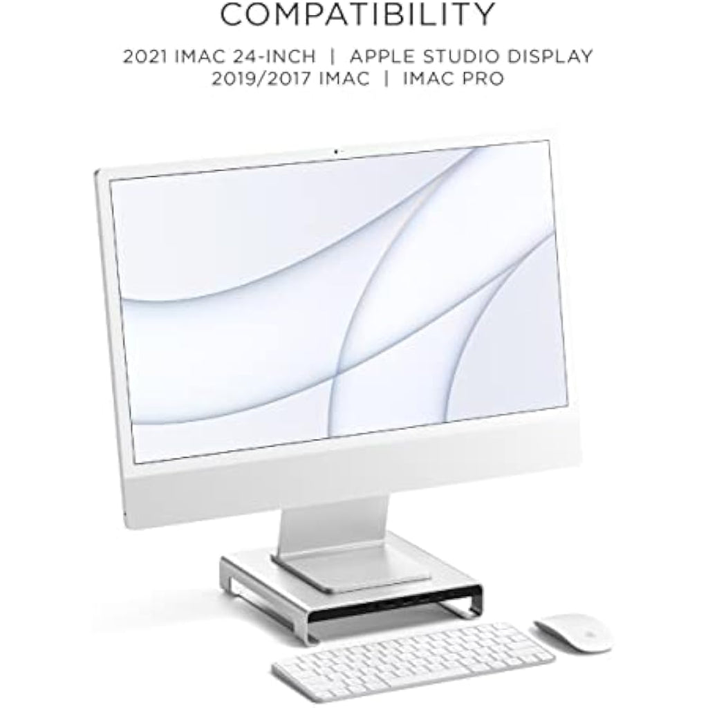 Satechi Type-C Aluminum Monitor Stand Hub for iMac & Studio Display – Silver