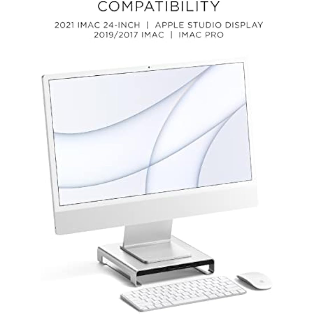 Satechi Type-C Aluminum Monitor Stand Hub for iMac & Studio Display – Silver