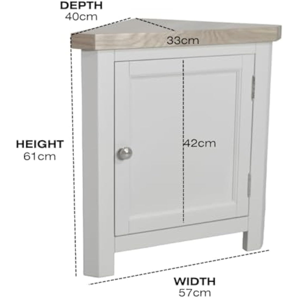 Painted Corner Cabinet | Solid Oak Top Storage Unit - Grey