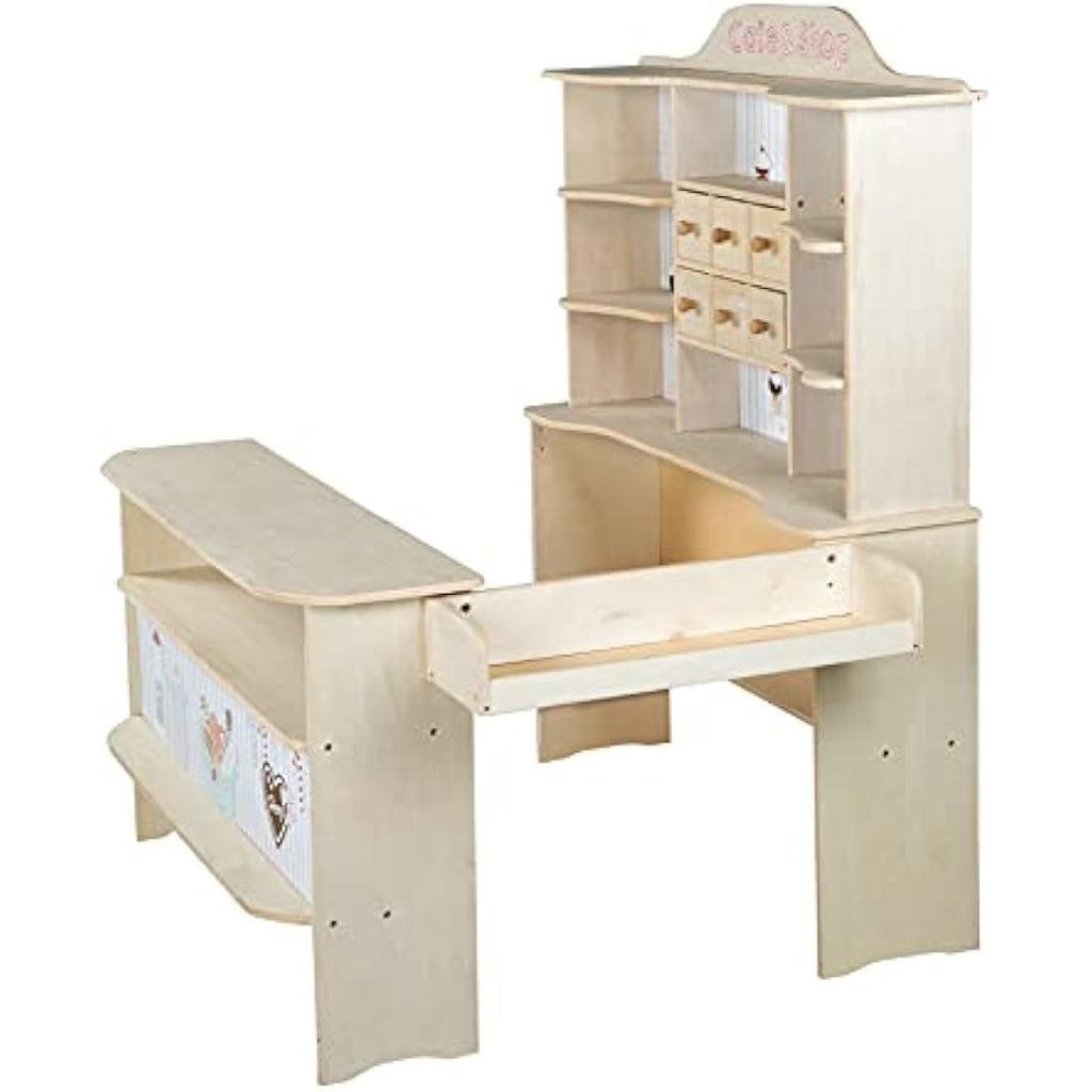 Roba Wooden Play Shop Café & Shop – Kids Market Stand with Drawers