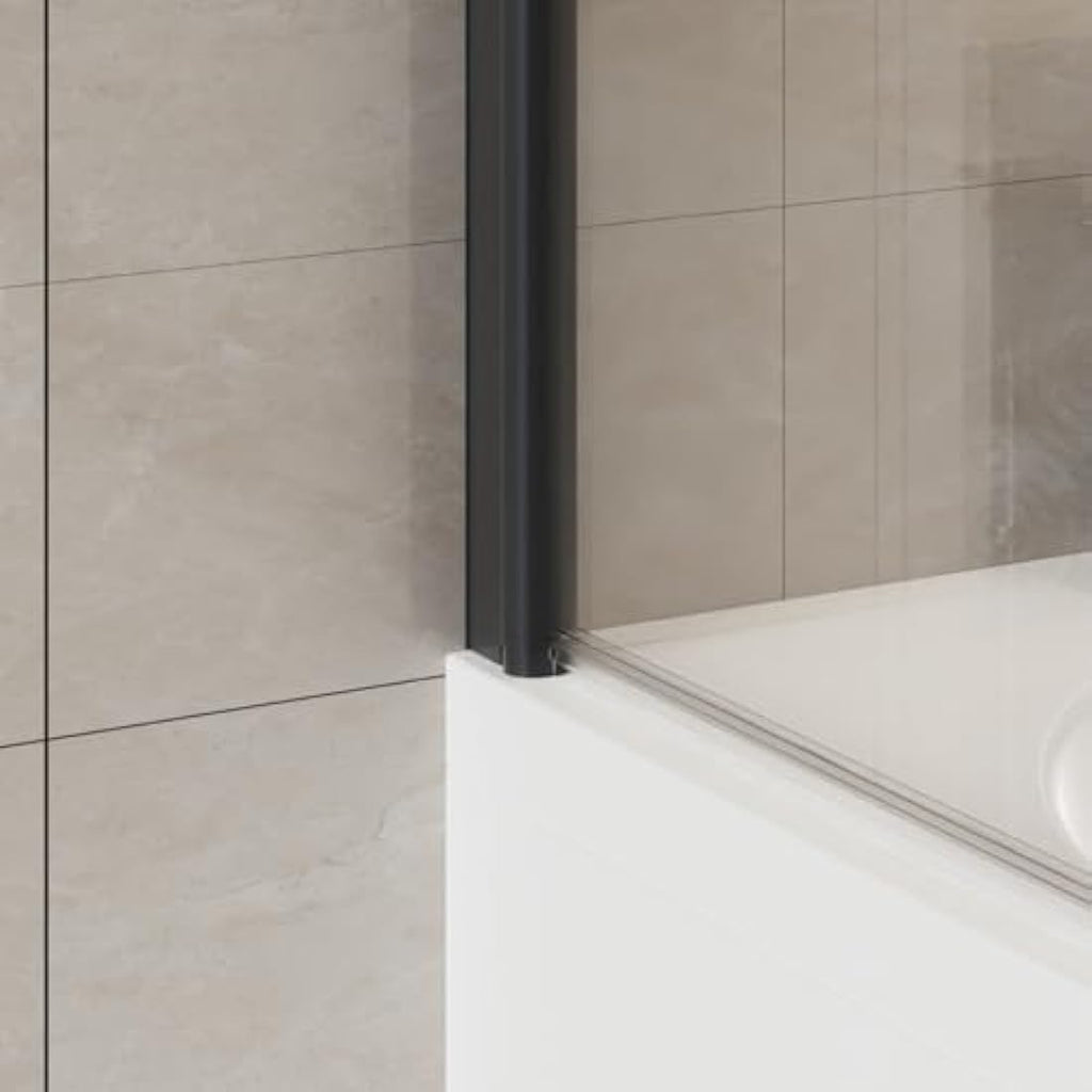 Jolof Store Aquariss Black Pivot Bath Screen with Towel Rail