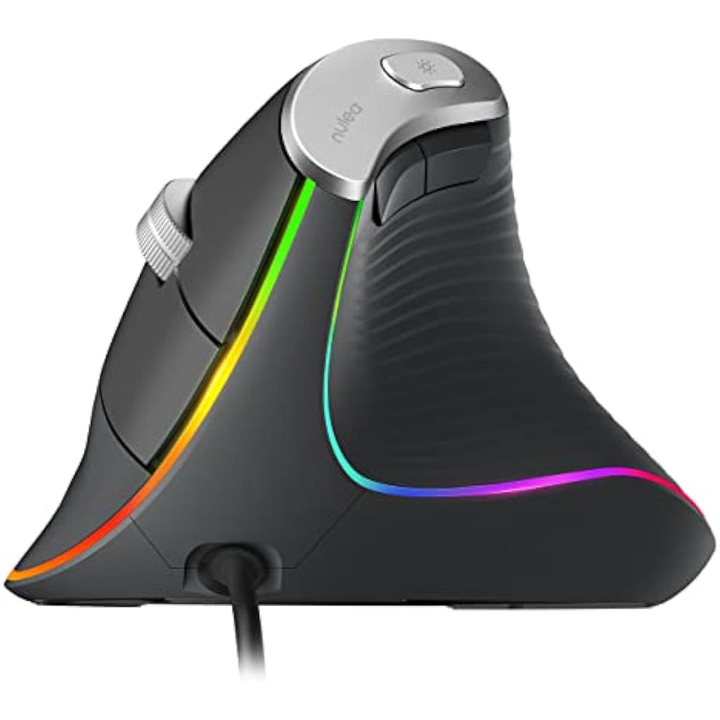 Nulea Wired Vertical Ergonomic Mouse – 3200 DPI & 11 RGB Modes, Grey