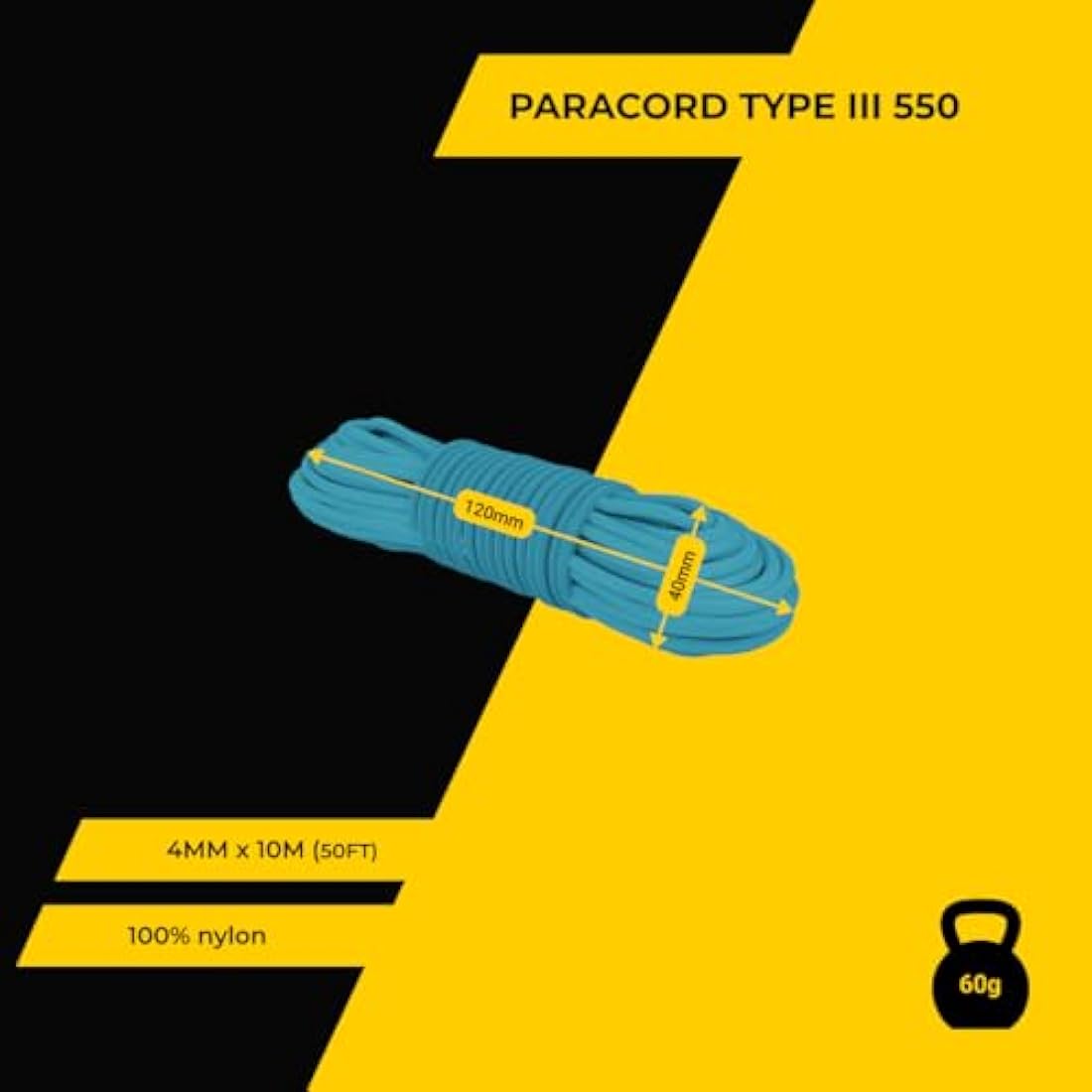EDCX 550 Paracord Type III – 4mm Nylon Rope for Camping and DIY Crafting