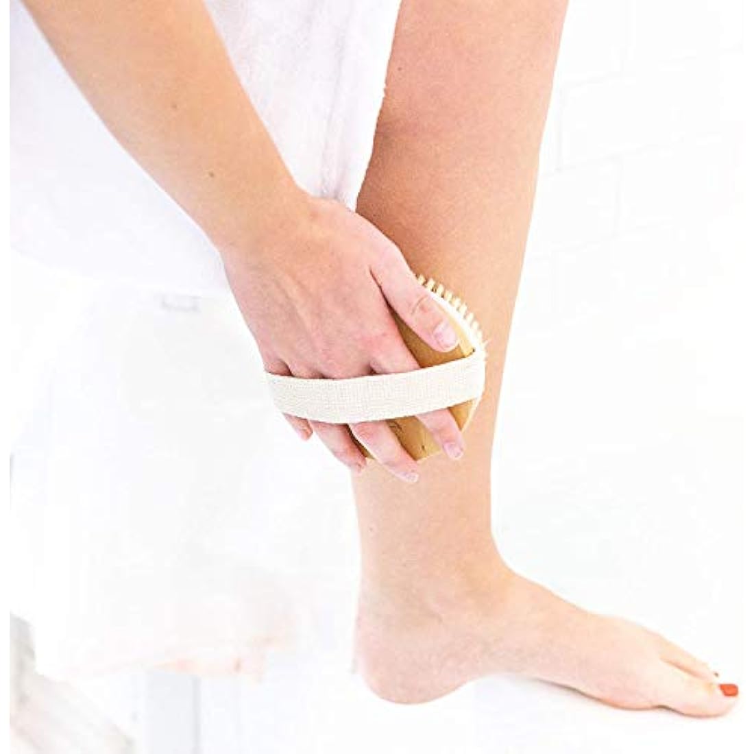 Jolof Store Natural Bristle Body Brush with Cellulite Massage Nodes