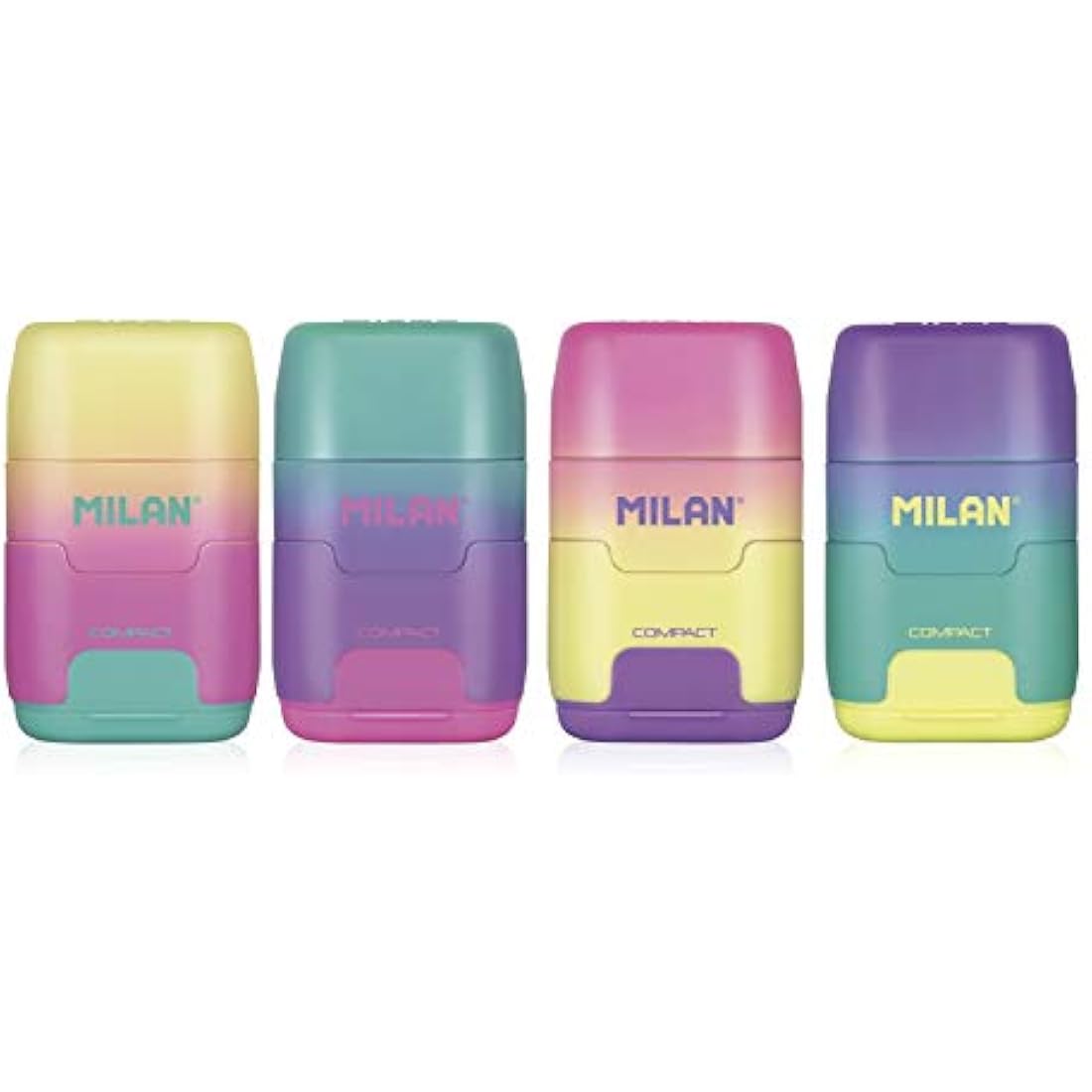 MILAN Compact Sunset Pencil Sharpener and Eraser – Assorted Colours
