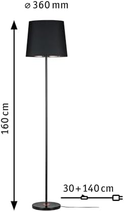 Paulmann Neordic Enja Floor Lamp – Scandi Fabric Shade Black/Copper