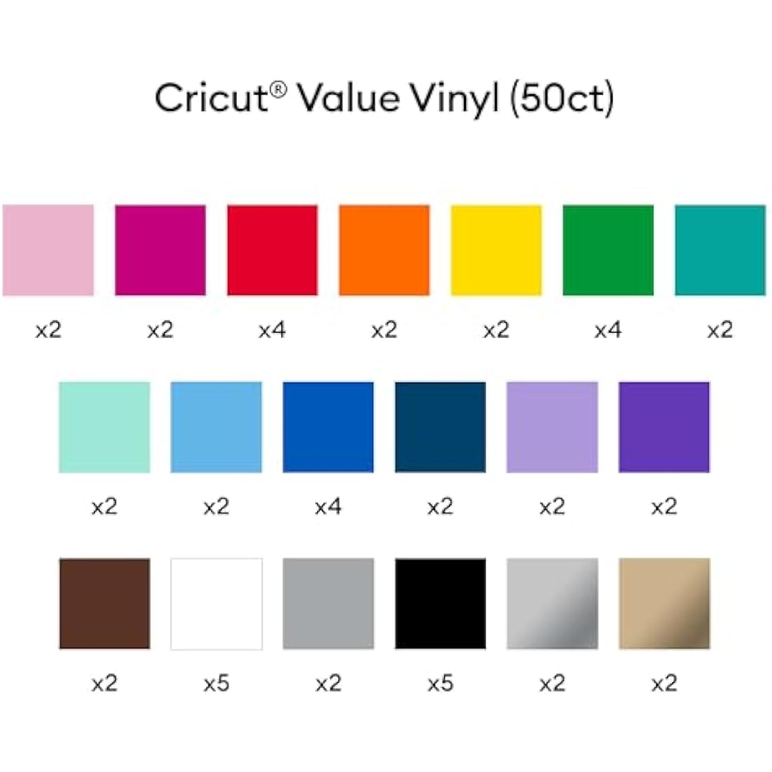Jolof Store Matte Adhesive Vinyl Sampler - 12x12 in, 50 Sheets