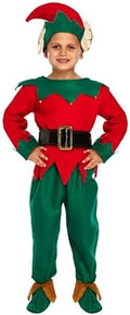 Kids Christmas Elf Costume - Red & Green Santa Helper Outfit