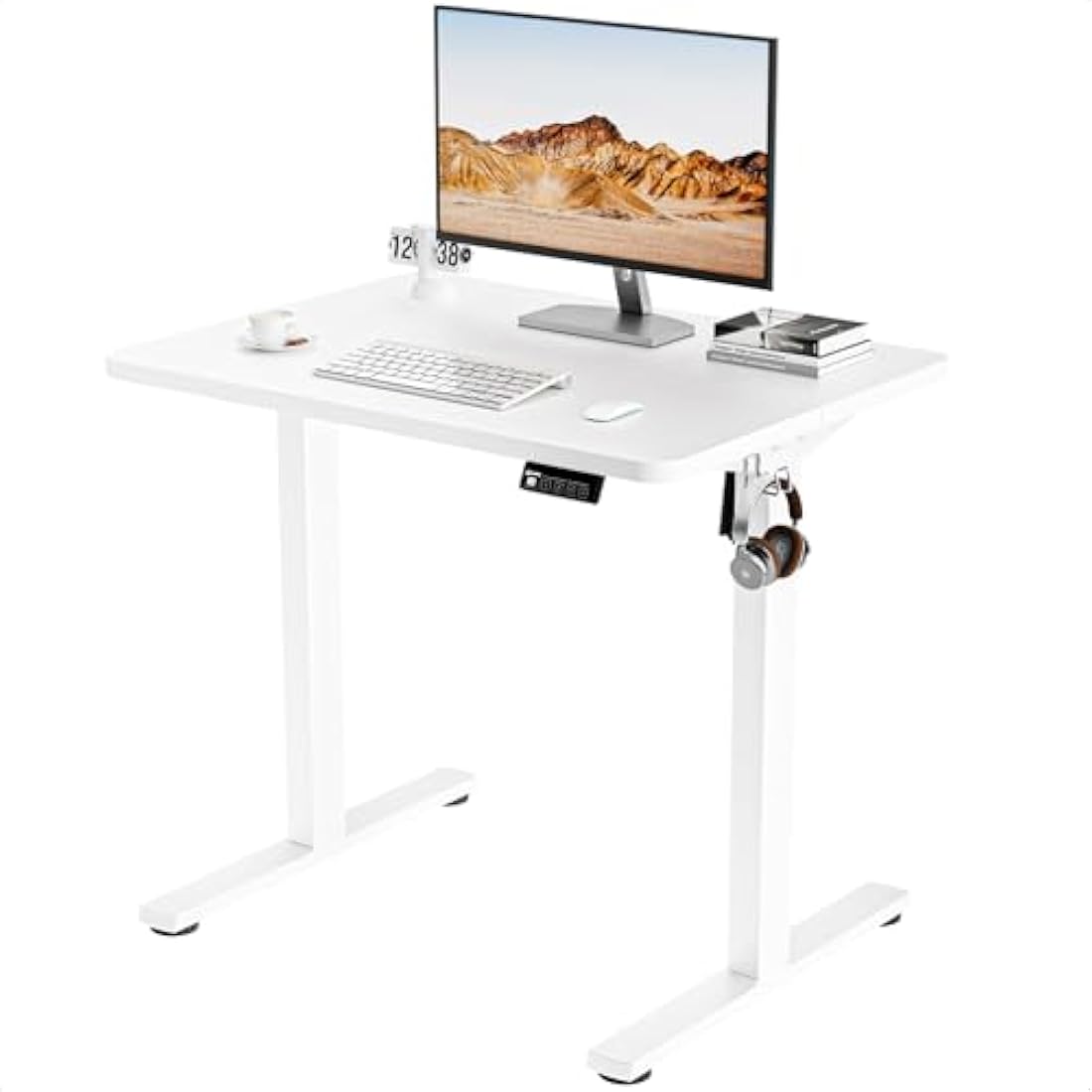 ERGOMAKER Electric Standing Desk - 80x60cm Sit Stand Desk, White