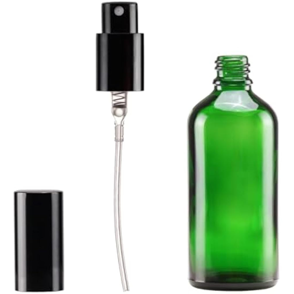 Jolof Store 100ml Green Glass Spray Bottle for Essential Oils – 9 Pcs