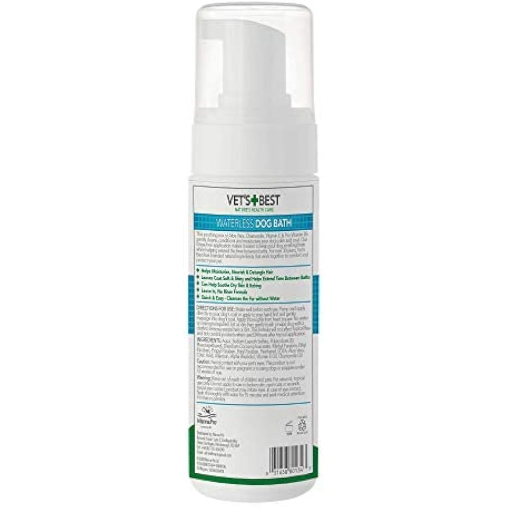 Vet's Best Waterless Dog Shampoo - Natural No-Rinse Foam for Itch Relief