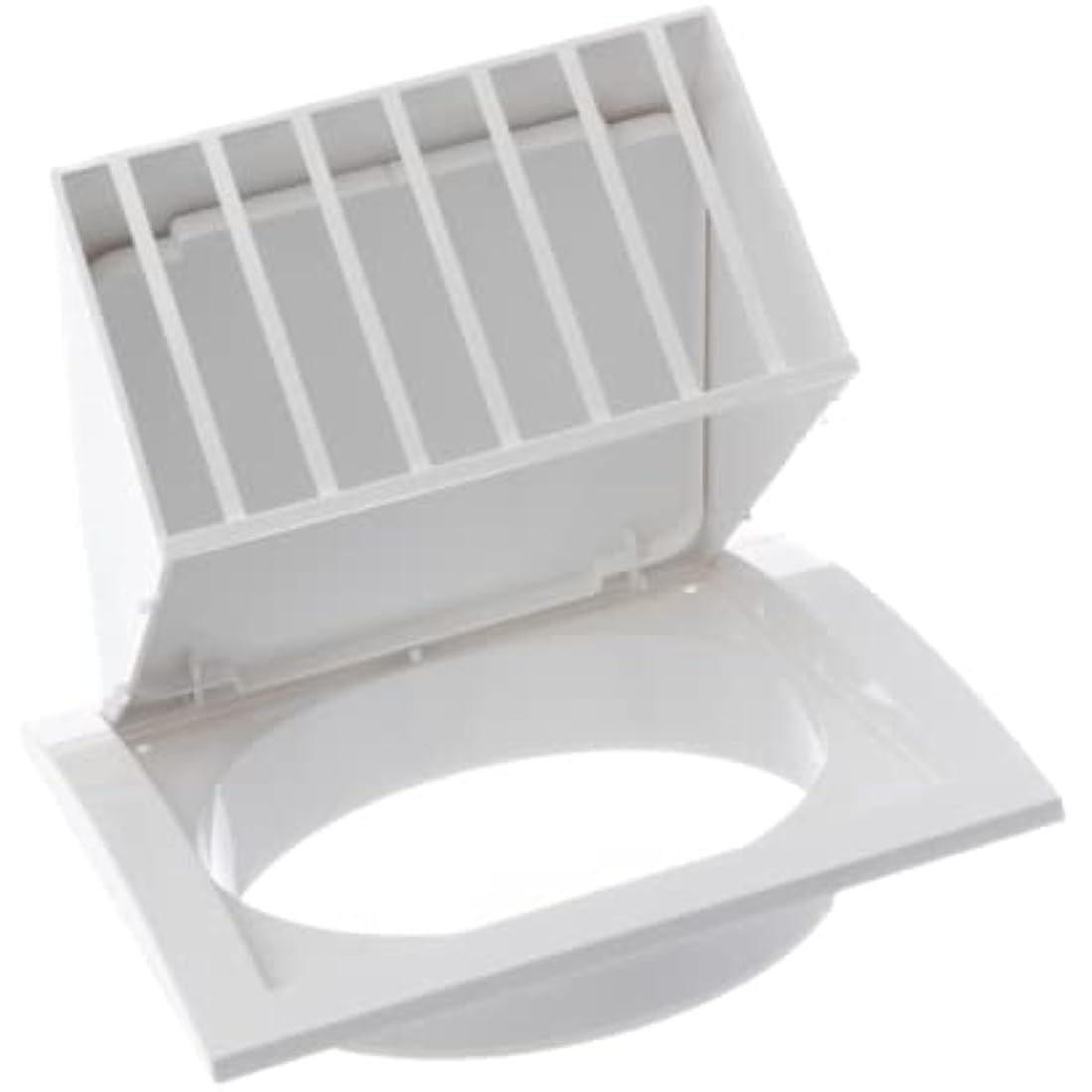 Jolof Store 150mm Cowled Duct Cover with Gravity Flap - White ABS