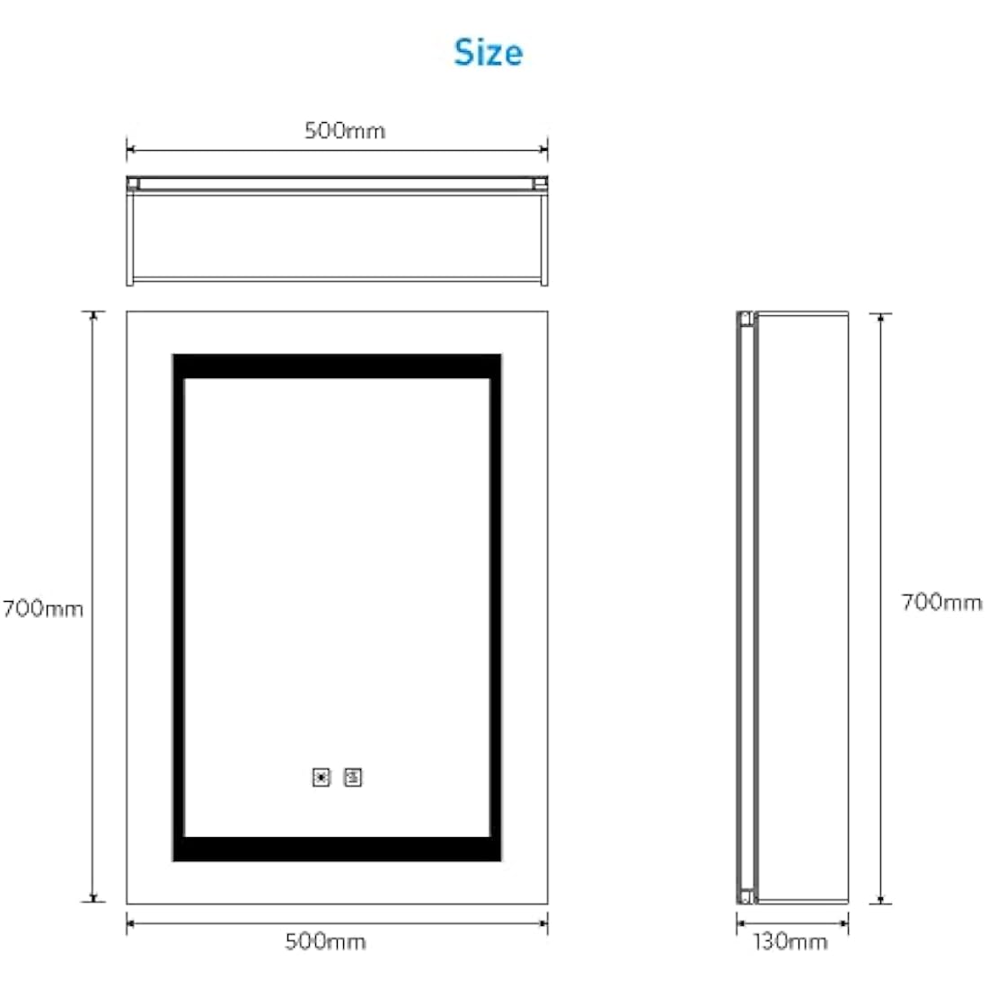 Tokvon LED Bathroom Mirror Cabinet | Anti-Fog with Shaver Socket | 500x700mm